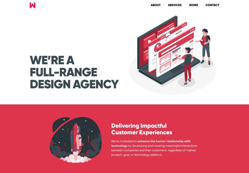 Legacy WALOO homepage — agency template with isometric illustration hero