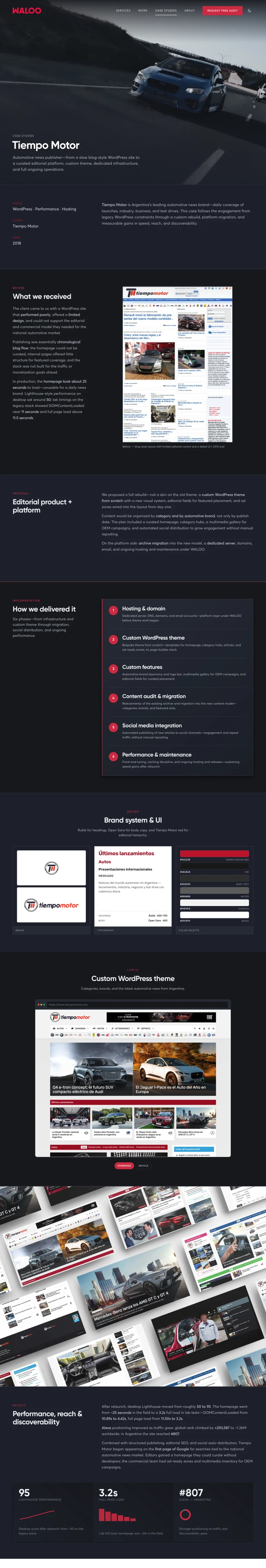 WALOO case studies — dark theme