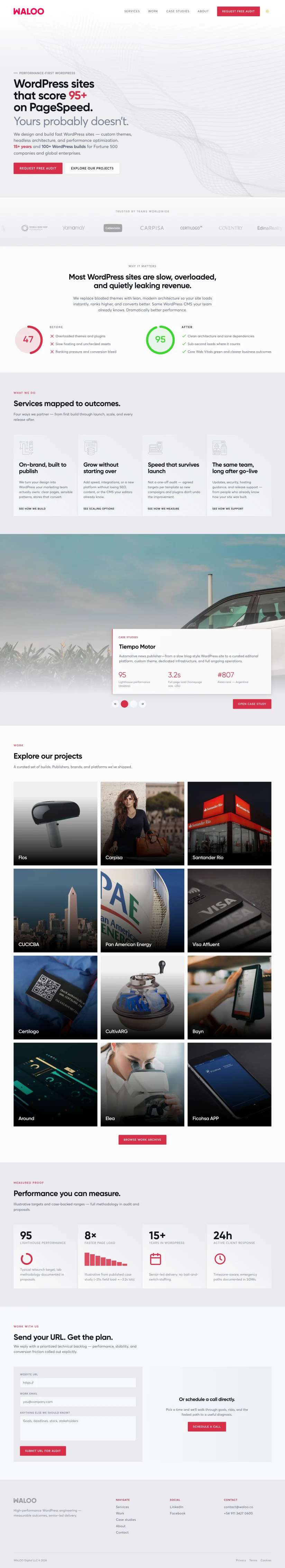 New WALOO homepage — light theme