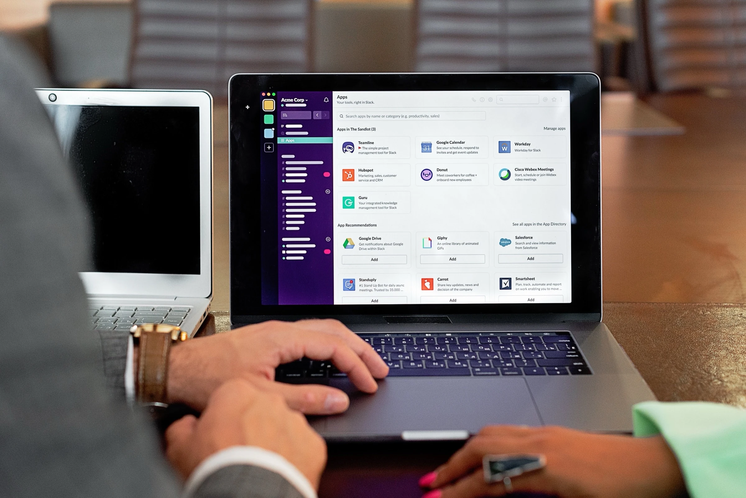 API integration workflow on a laptop