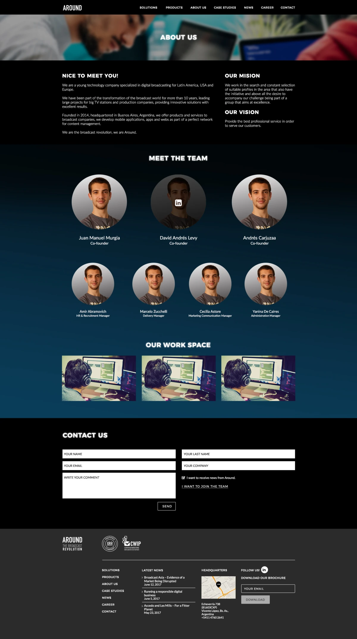 Around about us and team