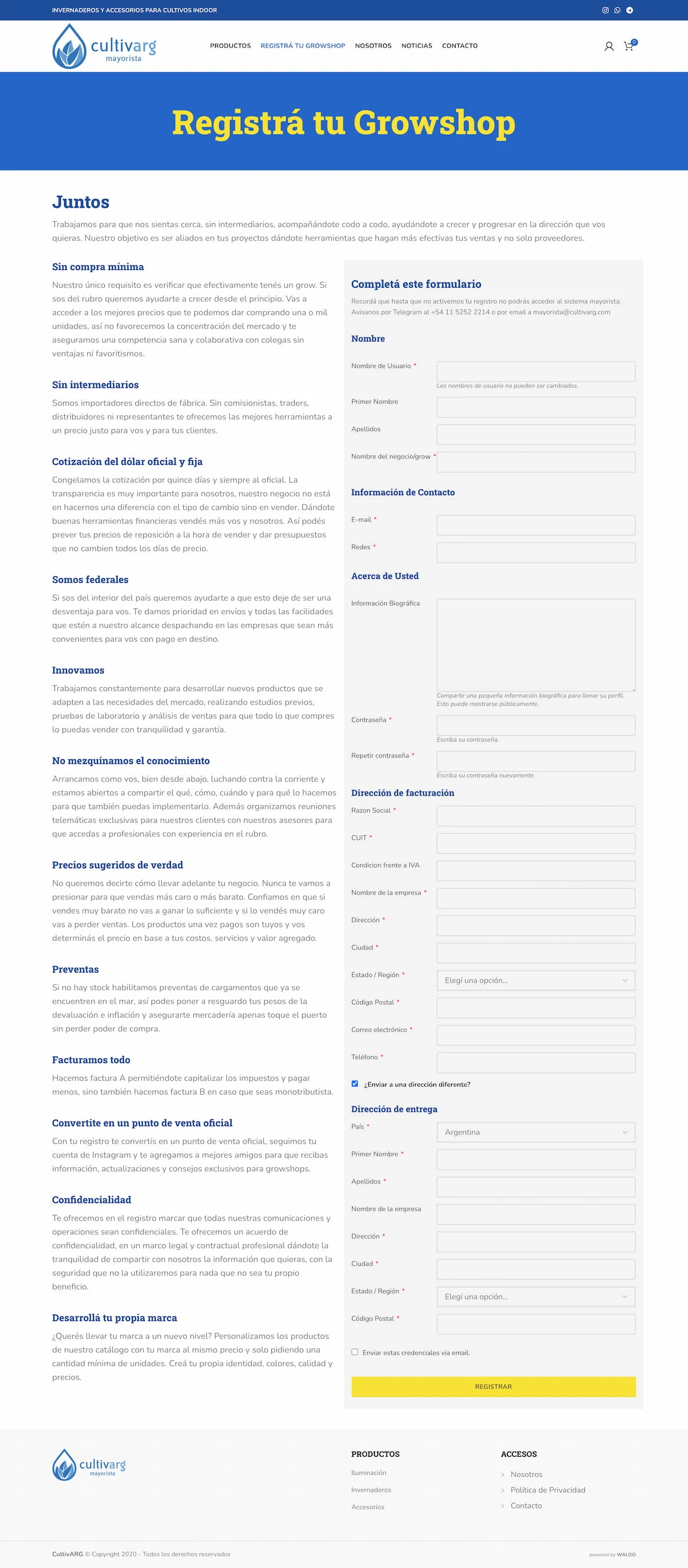 CultivARG growshop registration form