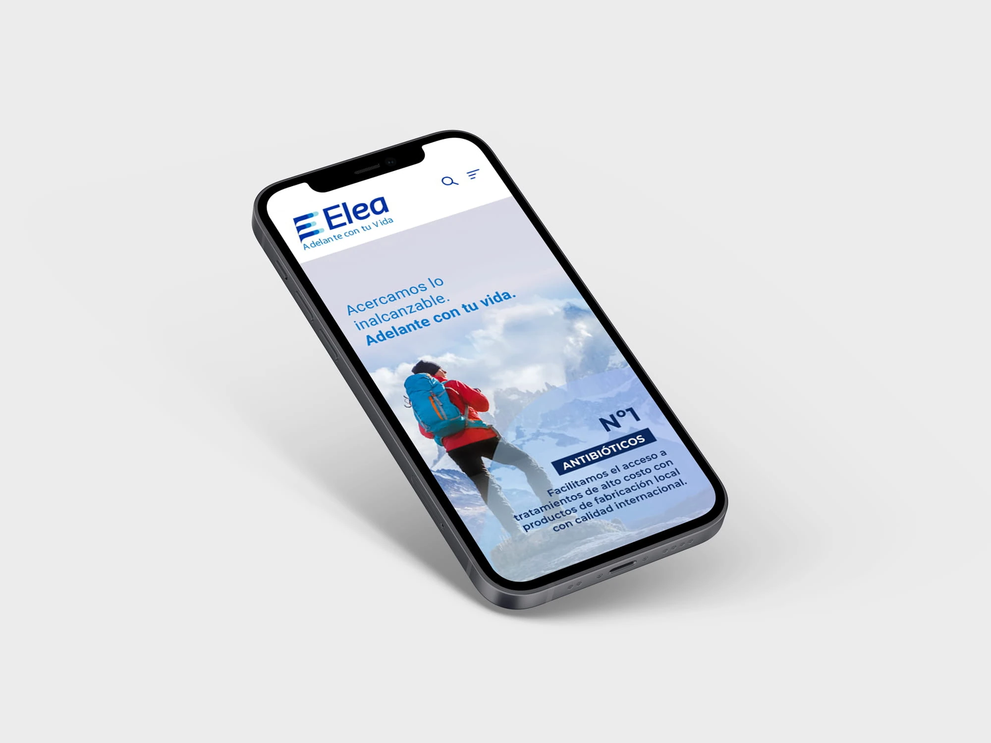 Elea mobile site shown on smartphone mockup
