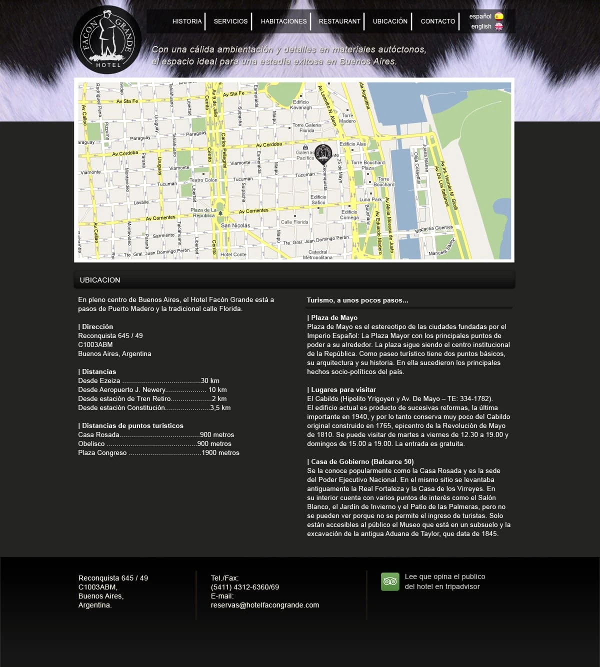 Hotel Facón Grande Ubicación — downtown map, distances, and tourist landmarks