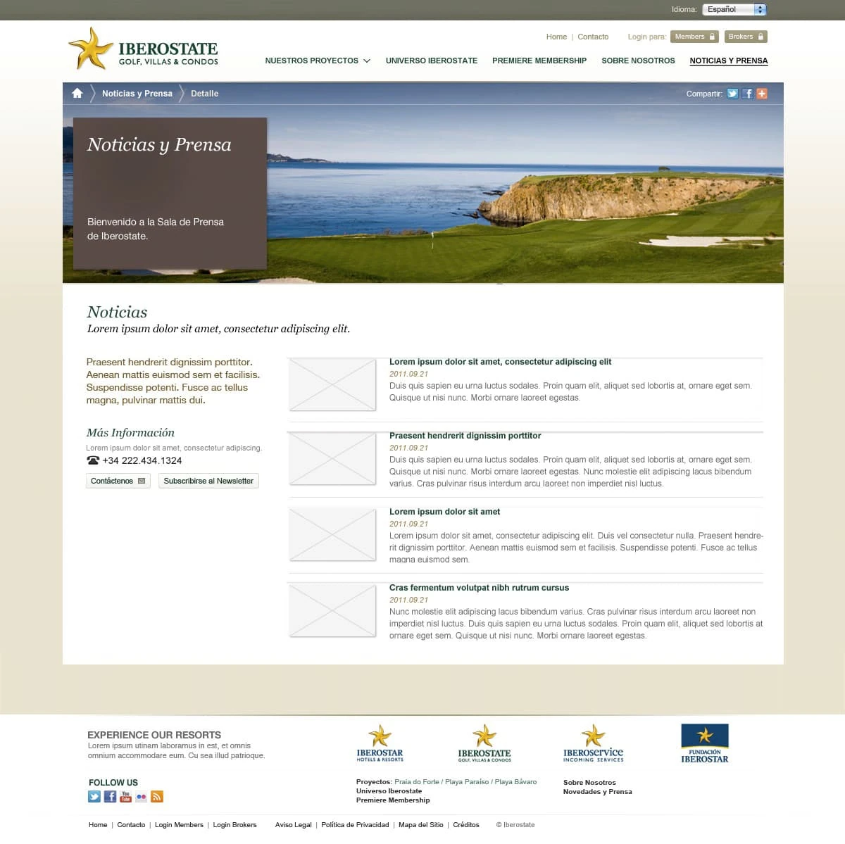 Iberostate news and press room — article listing with golf-course hero