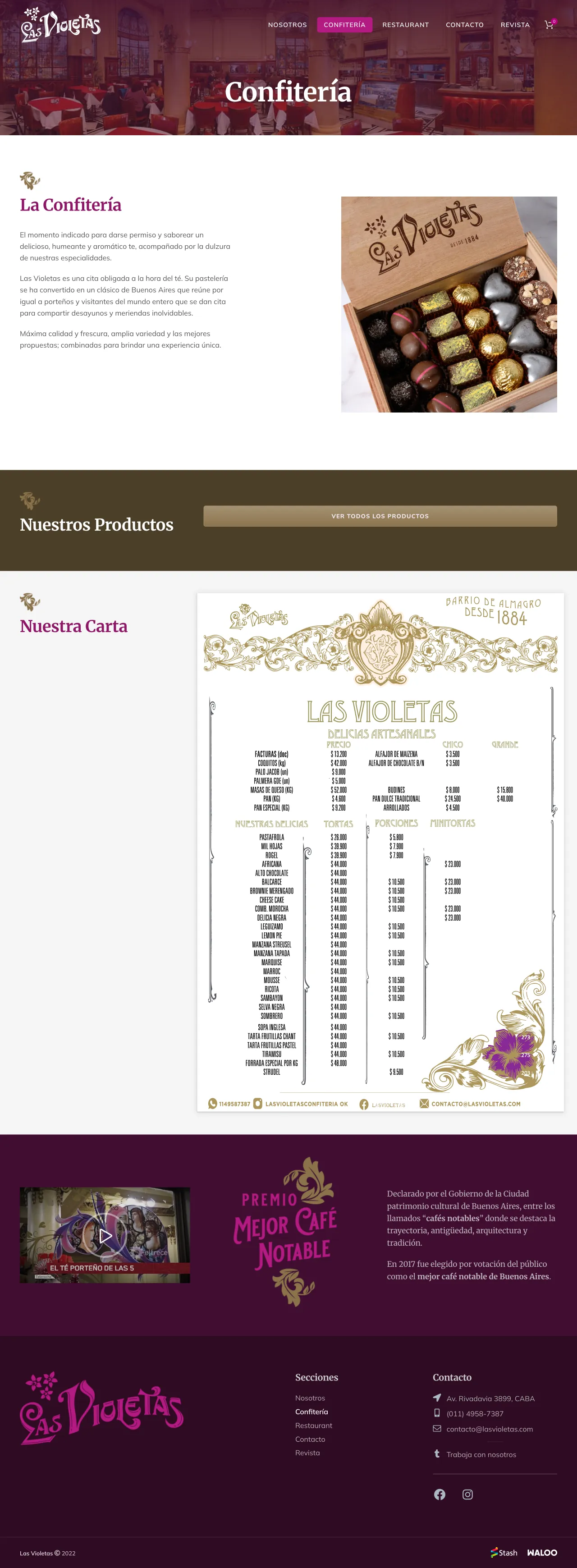 Las Violetas confitería / tea service page