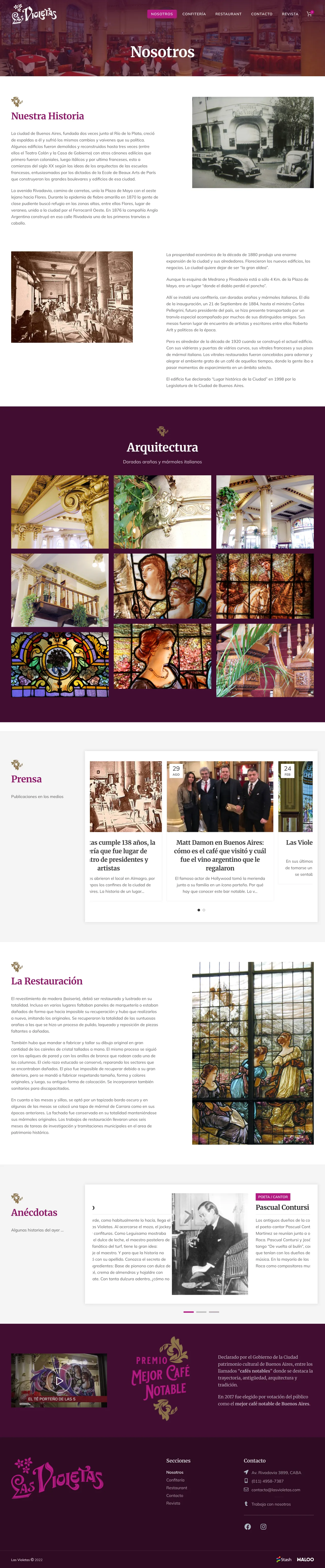 Las Violetas about / history page