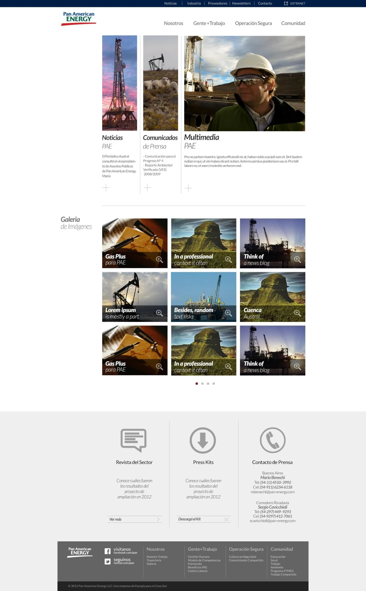 Pan American Energy homepage — news, press releases, image gallery, and sector magazine