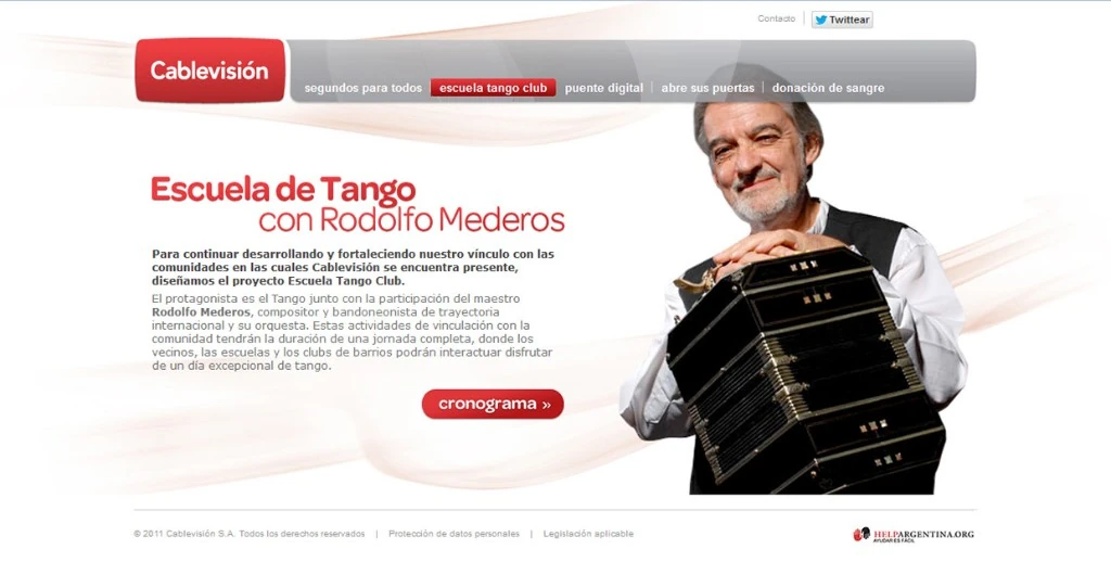 Escuela Tango Club with Rodolfo Mederos — program hero and cronograma CTA