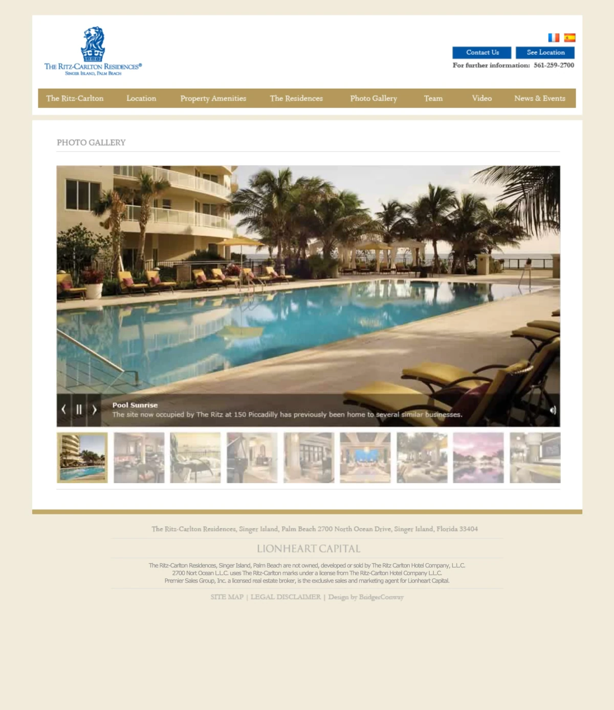 Ritz-Carlton photo gallery — main image slider with thumbnail strip and captions