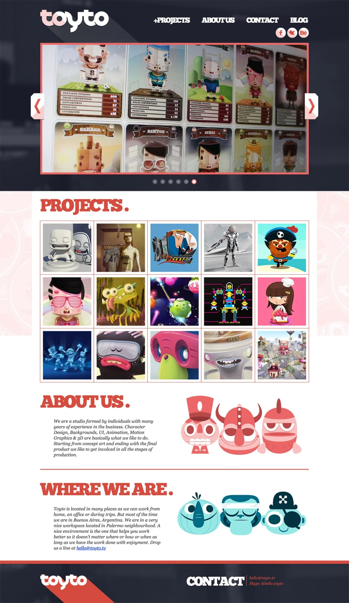 Toyto TV homepage — hero carousel, projects grid, About Us and Where We Are sections