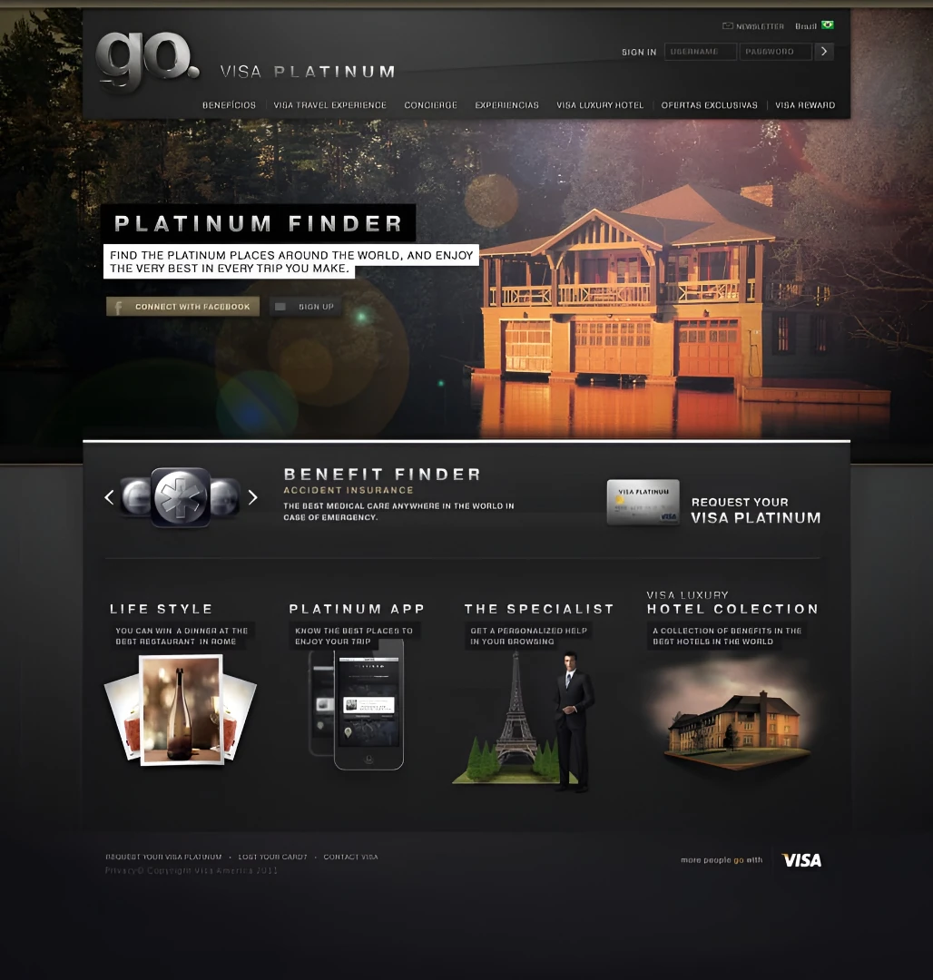 Visa Affluent commerce finder — category map with premium merchants and exclusive benefits