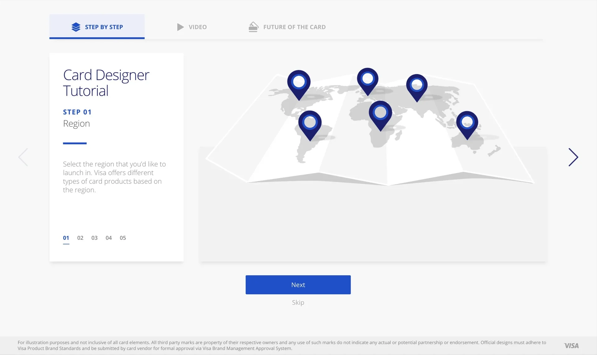Custom Visa credit card designed in the online simulator