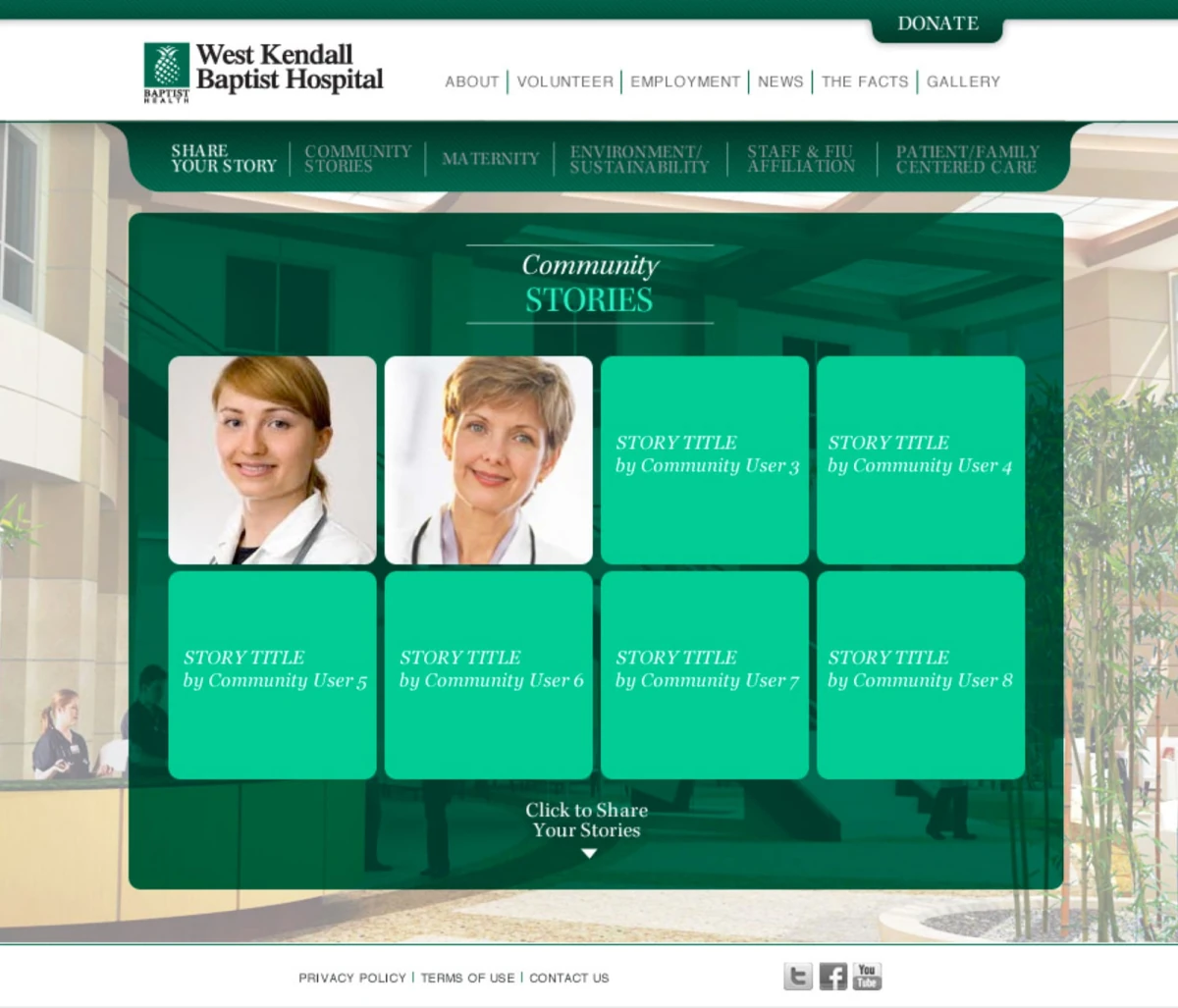 West Kendall Community Stories — staff portraits and story cards grid