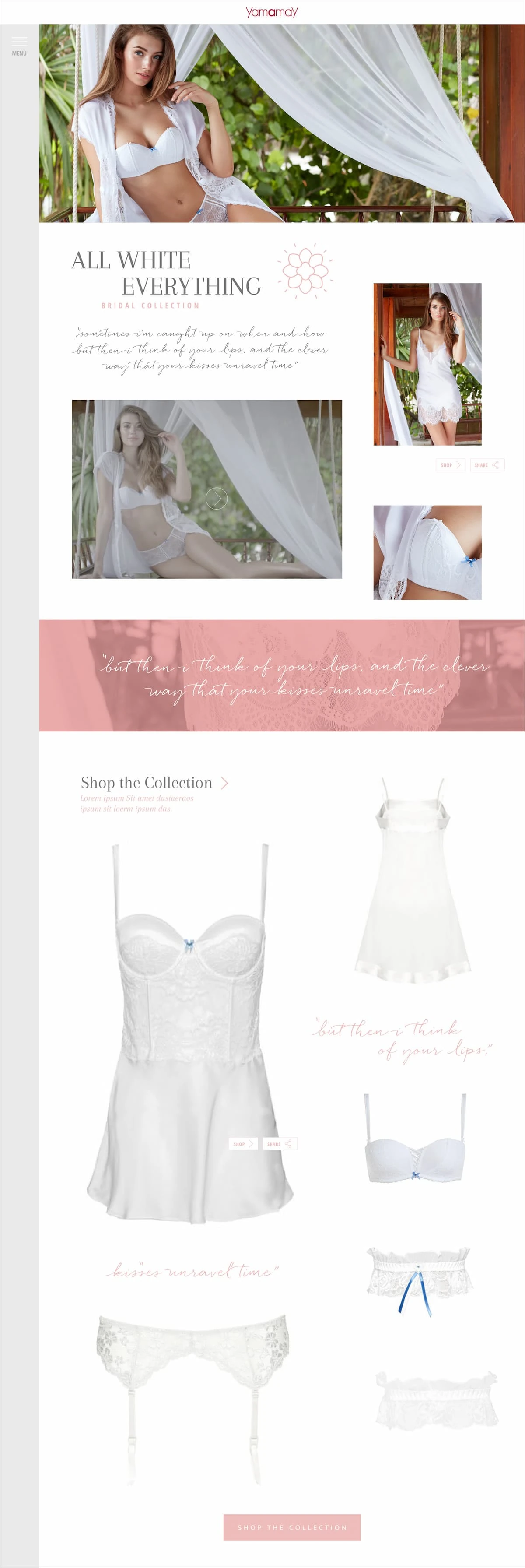 Yamamay desktop Silky Flower collection and shop — full scroll